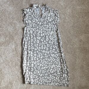 Gray and White Boutique Leopard Print Dress